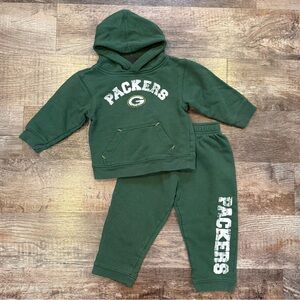 Green Bay Packers Matching Hooded Sweatshirt and Joggers Size 24 Months